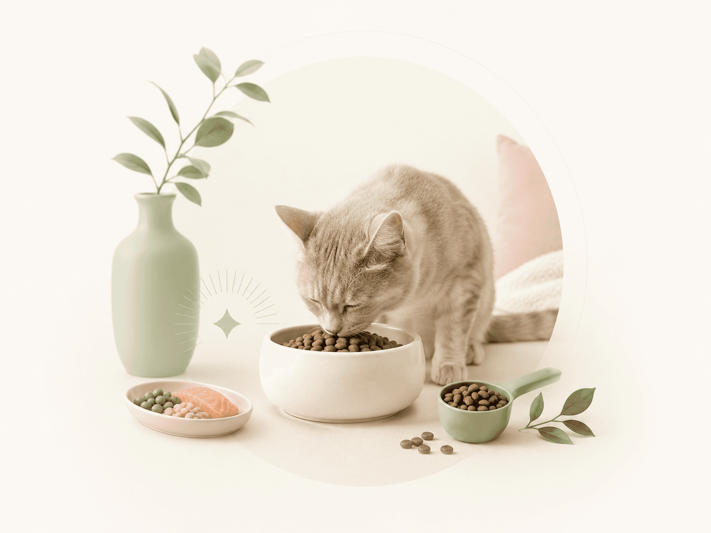 Chat paisible dans un intérieur aux couleurs Mooqet