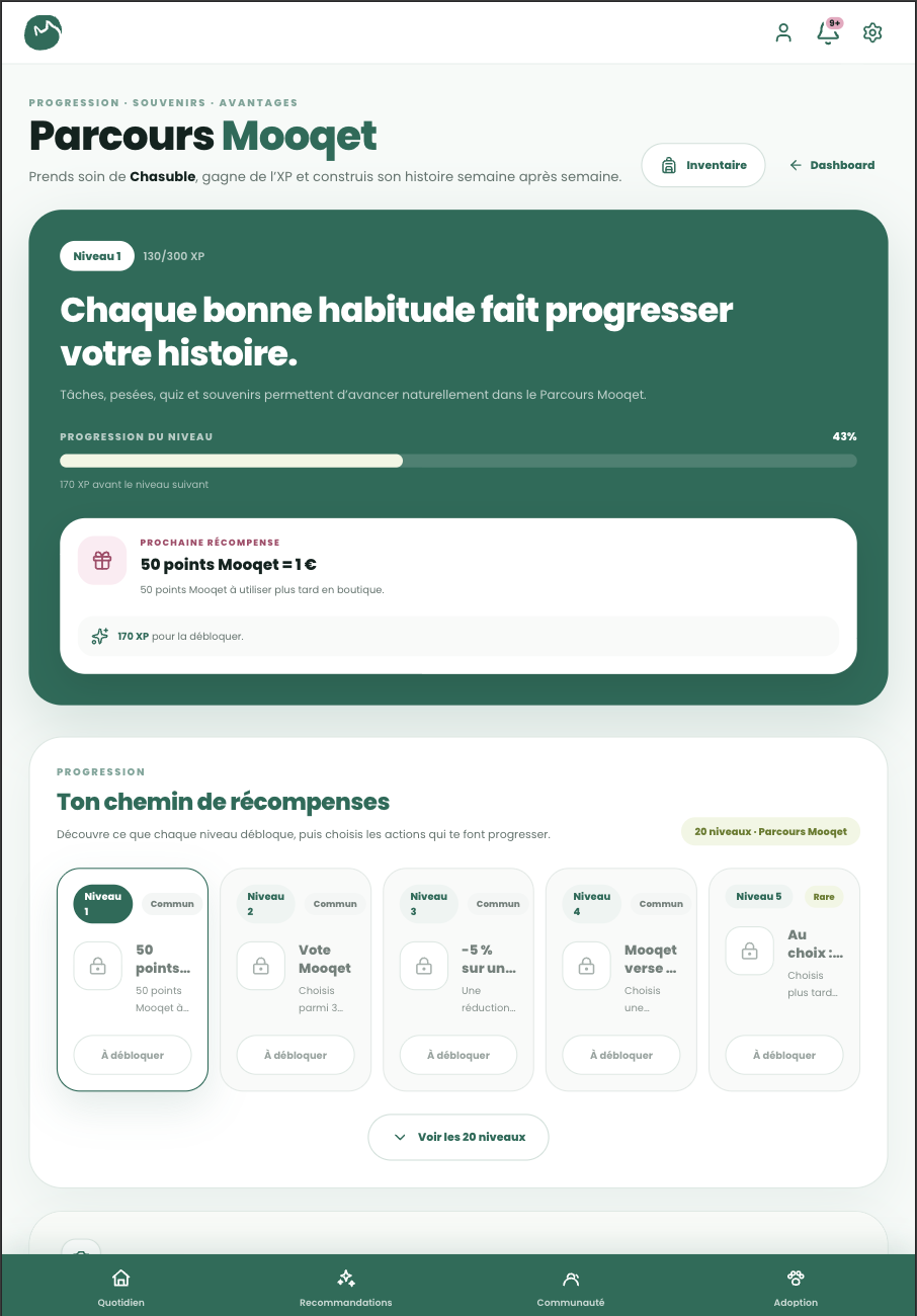 Parcours Mooqet et progression de Chasuble affichés sur iPad